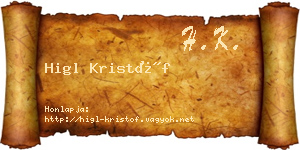 Higl Kristóf névjegykártya
